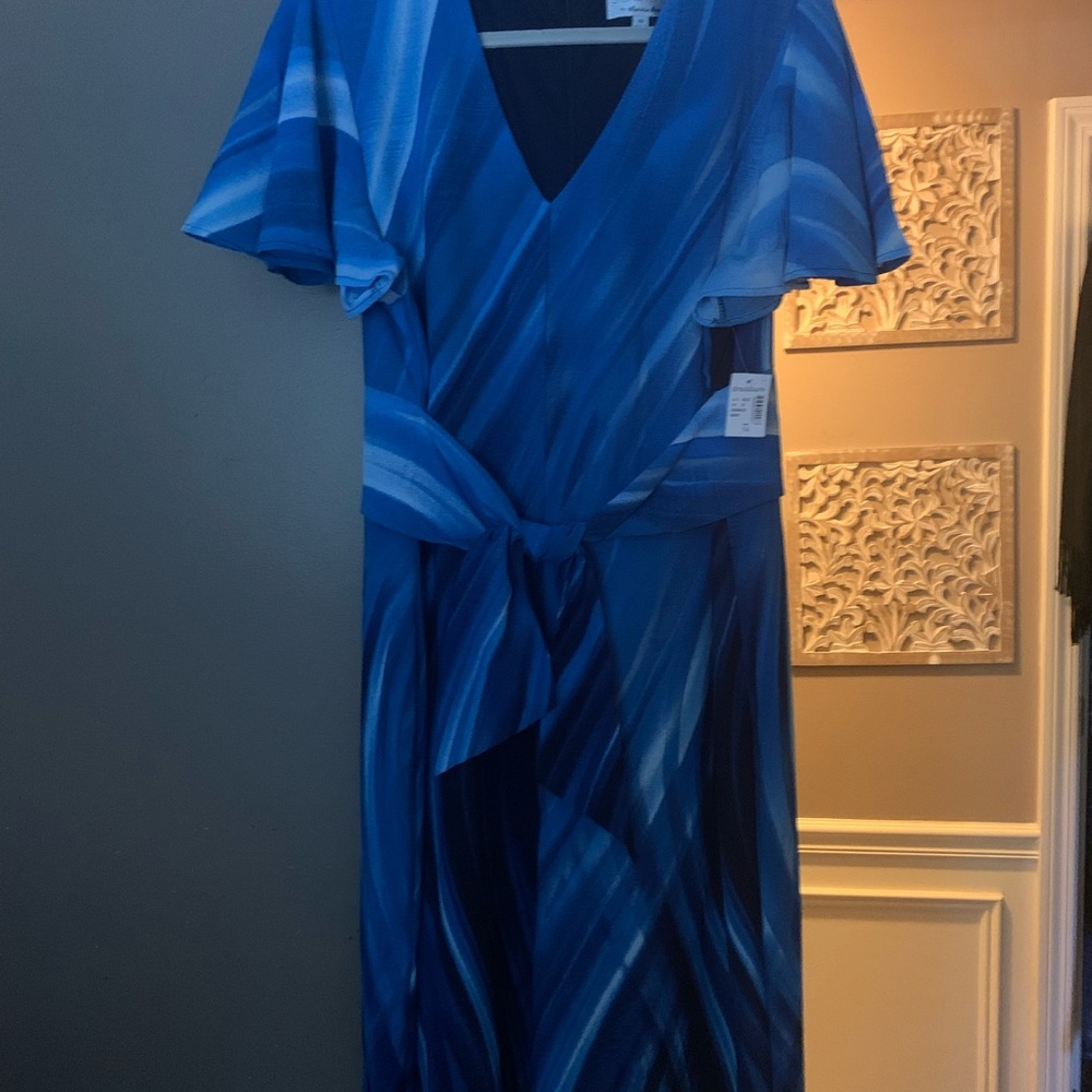 Dressbarn Blue Maxi Wrap jumpsuit for Wedding Guest